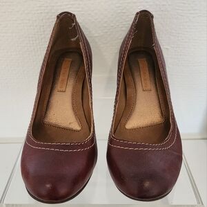Calvin Klein Jeans heels. Size 6.5.  Burgundy leather.
